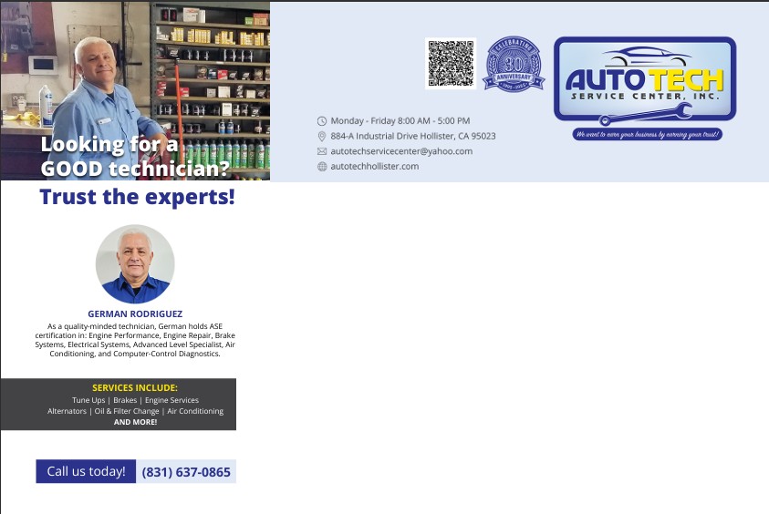 Auto Tech Service Center, Inc. postcard mailer campaign Auto Tech Service Center, Inc. postcard mailer campaign